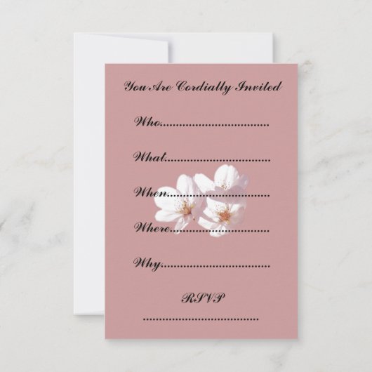 Roze bloesem Uitnodigingen Aangepaste RSVP-kaarten (Achterkant)