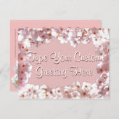 Roze bloesem Uitnodigingen Aangepaste RSVP-kaarten (Voorkant / Achterkant)