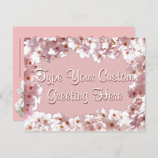 Roze bloesem Uitnodigingen Aangepaste RSVP-kaarten (Voorkant / Achterkant)