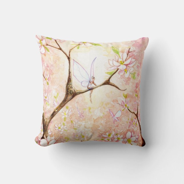 "Roze bloesem Uitzicht" Pillow Kussen (Voorkant)