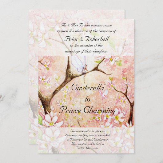 "Roze bloesem Uitzicht" Uitnodiging (Voorkant / Achterkant)