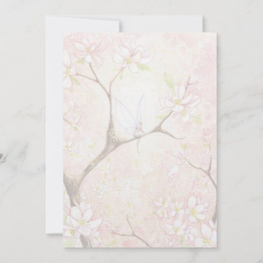 "Roze bloesem Uitzicht" Uitnodiging (Achterkant)