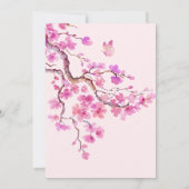 Roze bloesem vlinders baby shower kaart (Achterkant)