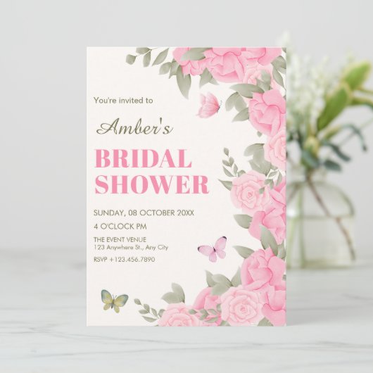 Roze bloesem vrijgezellenfeest kaart (Staand voorkant)