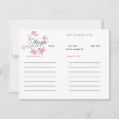 Roze Bloesem Vrijgezellenfeest Recept Notitiekaartje (Voorkant)