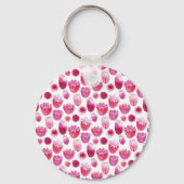 Roze bloesem Waterverf Bloem Sleutelhanger (Voorkant)