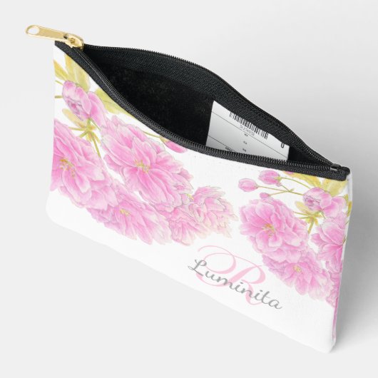 Roze bloesem waterverf gepersonaliseerde naam etui (Open)