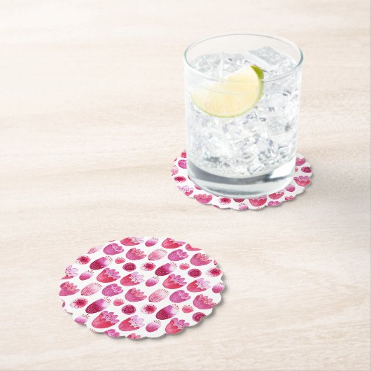 Roze bloesem Waterverf ventilator Kartonnen Onderzetters (Insitu)