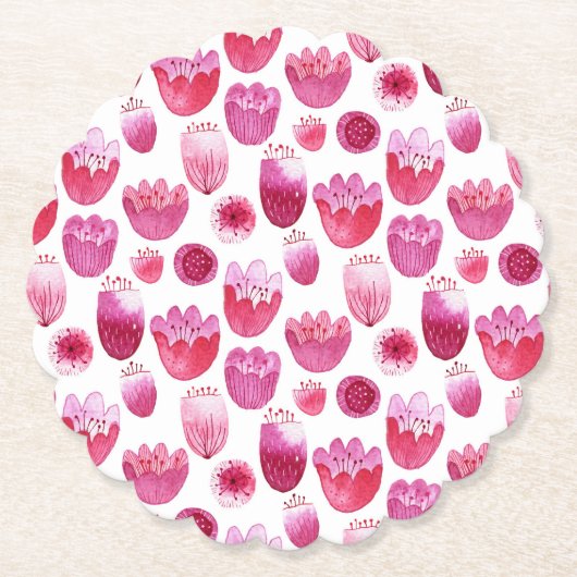 Roze bloesem Waterverf ventilator Kartonnen Onderzetters (Voorkant)