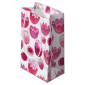 Roze bloesem Waterverf ventilator Klein Cadeauzakje (Voorkant Gekanteld)