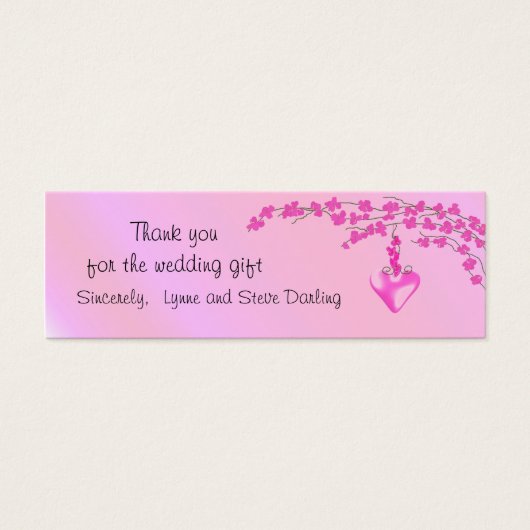 Roze bloesem Weddenschap Bedankt Mini Visitekaartjes (Voorkant)