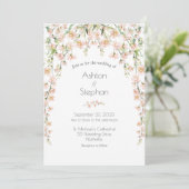 Roze bloesem Wildbloemen Elegant Wedding Kaart (Staand voorkant)