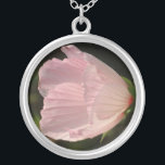 Roze Bloesem Zilver Geplateerd Rond Ketting<br><div class="desc">Zachte roze bloesem bloemfotografie.</div>