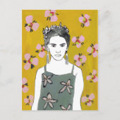 Roze bloesemdame - Geel Briefkaart (Voorkant)