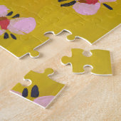 Roze bloesemdame - Geel Legpuzzel (Zijkant)