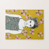 Roze bloesemdame - Geel Legpuzzel (Horizontaal)