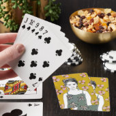 Roze bloesemdame - Geel Pokerkaarten (Insitu)