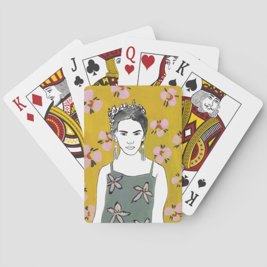 Roze bloesemdame - Geel Pokerkaarten (Achterkant)
