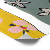 Roze bloesemdame - Geel Poster (Hoek)