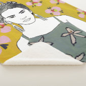 Roze bloesemdame - Geel Sherpa Deken (3/4)