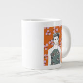 Roze bloesemdame - Oranje Grote Koffiekop (Voorkant rechts)