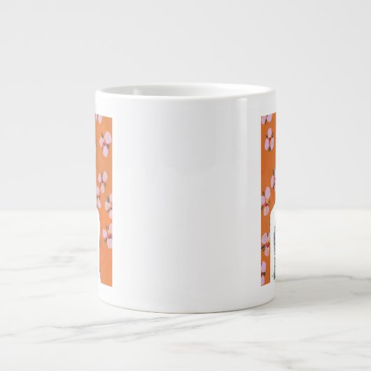 Roze bloesemdame - Oranje Grote Koffiekop (Voorkant)