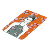 Roze bloesemdame - Oranje Magneet (Linkerzijde)