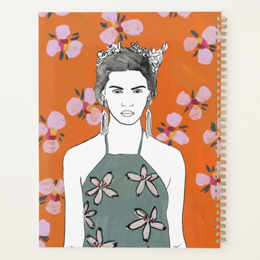 Roze bloesemdame - Oranje Planner (Achterkant)