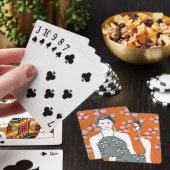 Roze bloesemdame - Oranje Pokerkaarten (Insitu)
