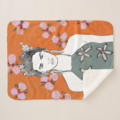 Roze bloesemdame - Oranje Sherpa Deken (Voorkant (horizontaal))