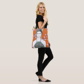 Roze bloesemdame - Oranje Tote Bag (Op model)