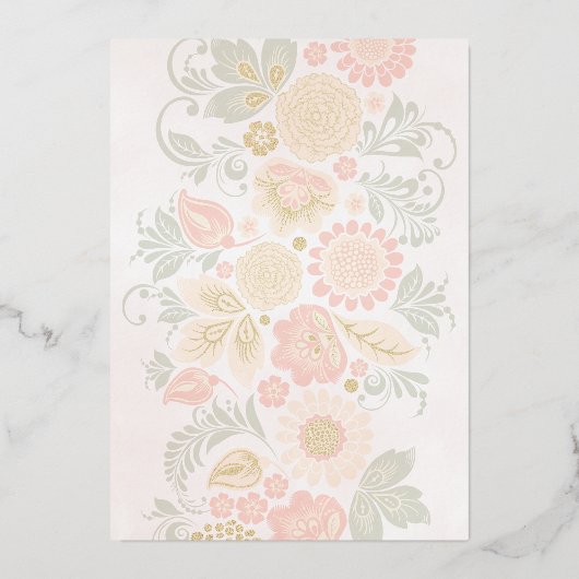 Roze bloesemmeisje Christening goud kruis echt Folie Uitnodiging (Achterkant)