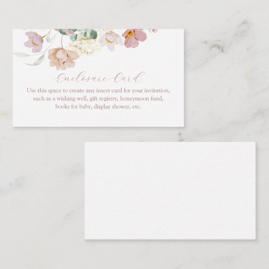 Roze Bloesems Aangepaste Enclosure Kaart (Voorkant / Achterkant)