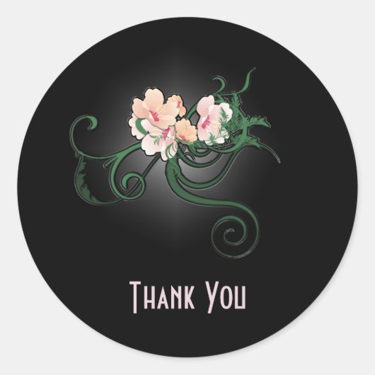 Roze bloesems Bedankt Ronde Sticker (Voorkant)