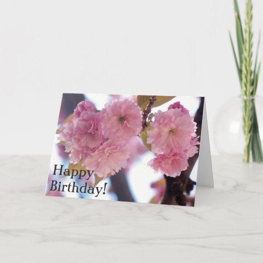 Roze bloesems Birthday Blessings Card Kaart (Voorkant)