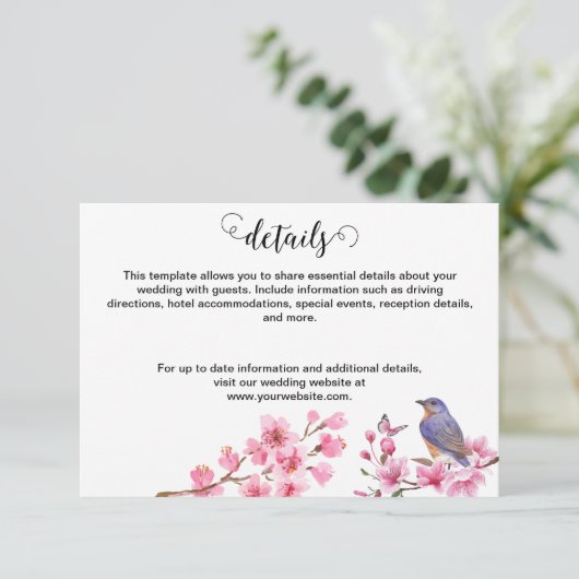 Roze Bloesems Bloem Waterverf vrouwelijke bruiloft Informatiekaartje (Staand voorkant)