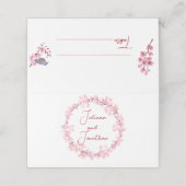 Roze Bloesems Bloem Waterverf vrouwelijke bruiloft Plaatskaartje (Buitenkant ongevouwen)
