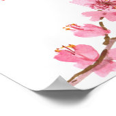 Roze Bloesems Bloem Waterverf vrouwelijke bruiloft Poster (Hoek)