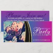 Roze bloesems Bloembloem Birthday Party Invitation Kaart (Voorkant / Achterkant)