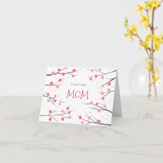 Roze Bloesems  Bloemen Custom Moederdag Kaart (Gele Bloem)