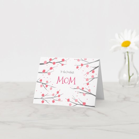 Roze Bloesems  Bloemen Custom Moederdag Kaart (Kleine Plant)