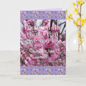 Roze Bloesems bloemige Focus op de Vreugde Kaart (Gele Bloem)