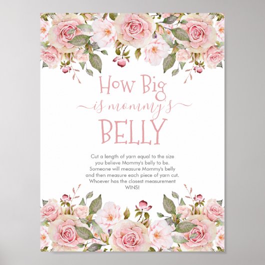 Roze Bloesems Bloemstuk Hoe Groot is Mamma's Buik Poster (Voorkant)