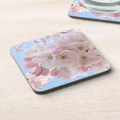 Roze bloesems Blue Sky. Bier Onderzetter (Linkerzijde)