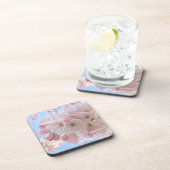 Roze bloesems Blue Sky. Bier Onderzetter (Rechterzijde)