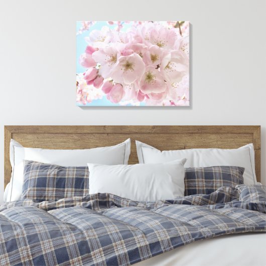 Roze bloesems Blue Sky. Canvas Afdruk (Insitu (Slaapkamer))