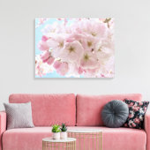 Roze bloesems Blue Sky. Canvas Afdruk (Insitu (Woonkamer))