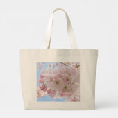 Roze bloesems Blue Sky. Grote Tote Bag (Achterkant)