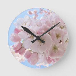 Roze bloesems Blue Sky. Ronde Klok