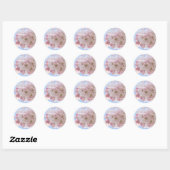 Roze bloesems Blue Sky. Ronde Sticker (Vel)